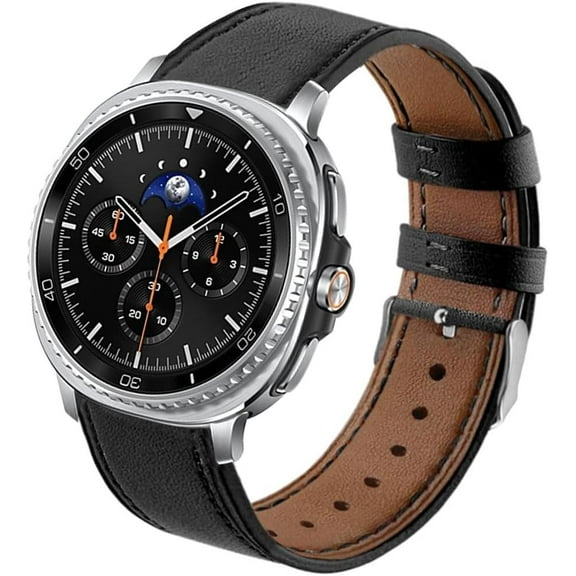 XiHAMA Compatible with Samsung Galaxy Watch 8 40mm 44mm/Watch 8 Classic 46mm Bands Leather, Women Men Genuine Leather Sport Replacement Strap Adjustable Wristbands Band for Watch 8/8 Classic