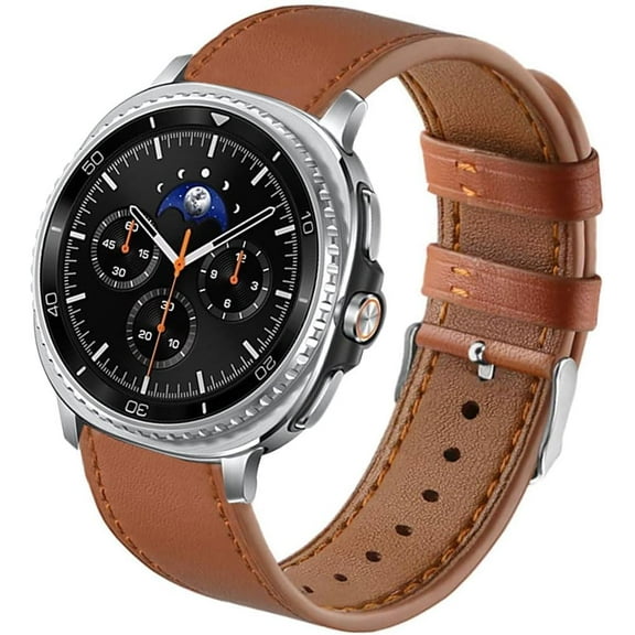 XiHAMA Compatible for Samsung Galaxy Watch 8 40mm 44mm/Watch 8 Classic 46mm Bands Leather, Women Men Genuine Leather Sport Replacement Strap Adjustable Wristbands Band for Galaxy Watch 8/8 Classic
