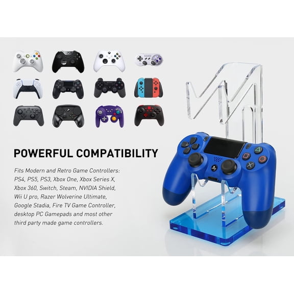 XiHAMA Controller Holder 2 Tier Universal Acrylic Display Stand Accessories Gaming Desk Decor Stuff Gamer Gifts Compatible with Xbox Series XS PS5 PS4 etc, Switch Pro and Almost All Controller