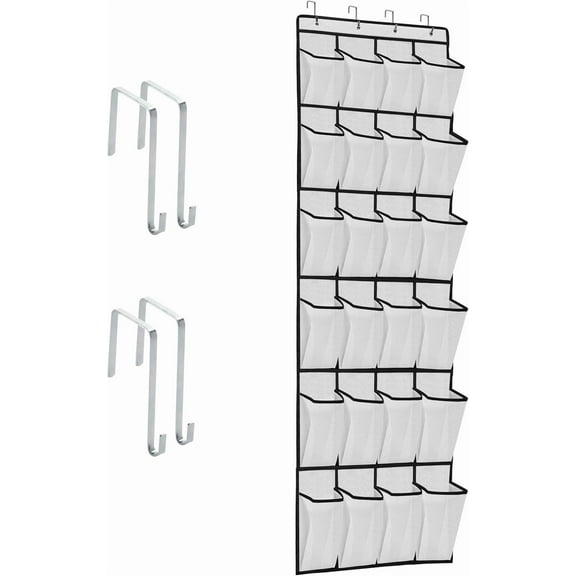 XiHAMA Over The Door Shoe Organizer with 24 Large Breathable Mesh Pockets Sturdy Closet Door Shoe Storage Holder Hanging Simple Houseware Men Women Kids Shoe Holder for Rack