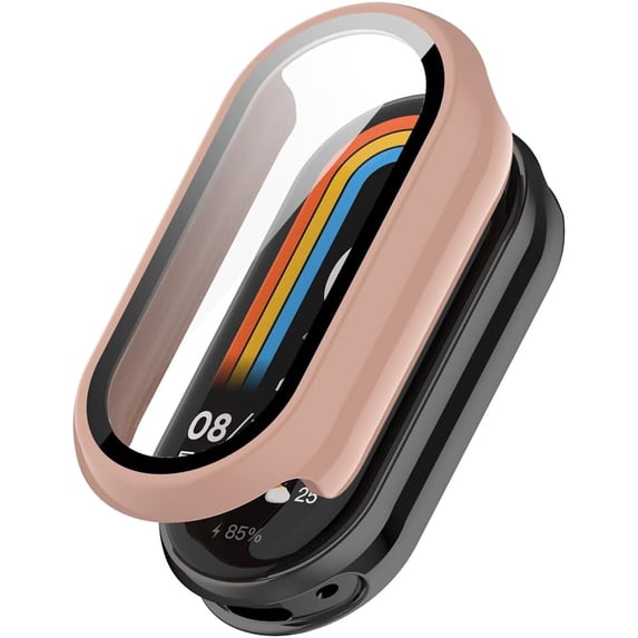 XiHAMA Hard Protective Case with Tempered Glass Screen Protector Compatible with Xiaomi Smart Band 8 9 10/8 9 10 NFC, PC Ultra-Thin All-Around Cover for Mi Band 9 8 10/8 9 10 NFC