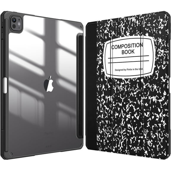 XiHAMA Hybrid Slim Case Compatible with iPad Pro 13-inch (M4) 2024, [Built-in Pencil Holder] Shockproof Cover with Clear Transparent Back Shell, Auto Wake/Sleep