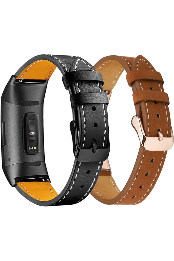 Leather Bands Compatible with Fitbit Charge 4/Charge 3, Replacement Accessories Wristband Straps for Women