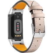XiHAMA Leather Bands Compatible with Fitbit Charge 6/Charge 5, Replacement Genuine Leather Straps for Women Men