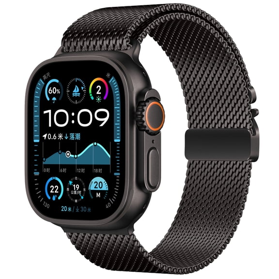 XiHAMA Metal Strap Compatible with Apple Watch Ultra 2/Ultra Band 38/40/41/42mm/44/45/46/49mm, Stainless Steel Mesh Loop for Men Women, Parachute-style Buckle Metal Strap for iWatch Series 10-SE