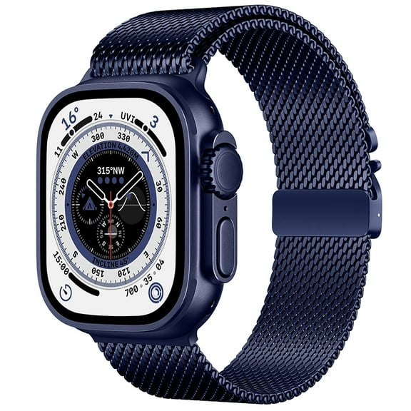 XiHAMA Metal Strap Compatible with Apple Watch Ultra 2/Ultra Band 38/40/41/42mm/44/45/46/49mm, Stainless Steel Mesh Loop for Men Women, Parachute-style Buckle Metal Strap for iWatch Series 10-SE