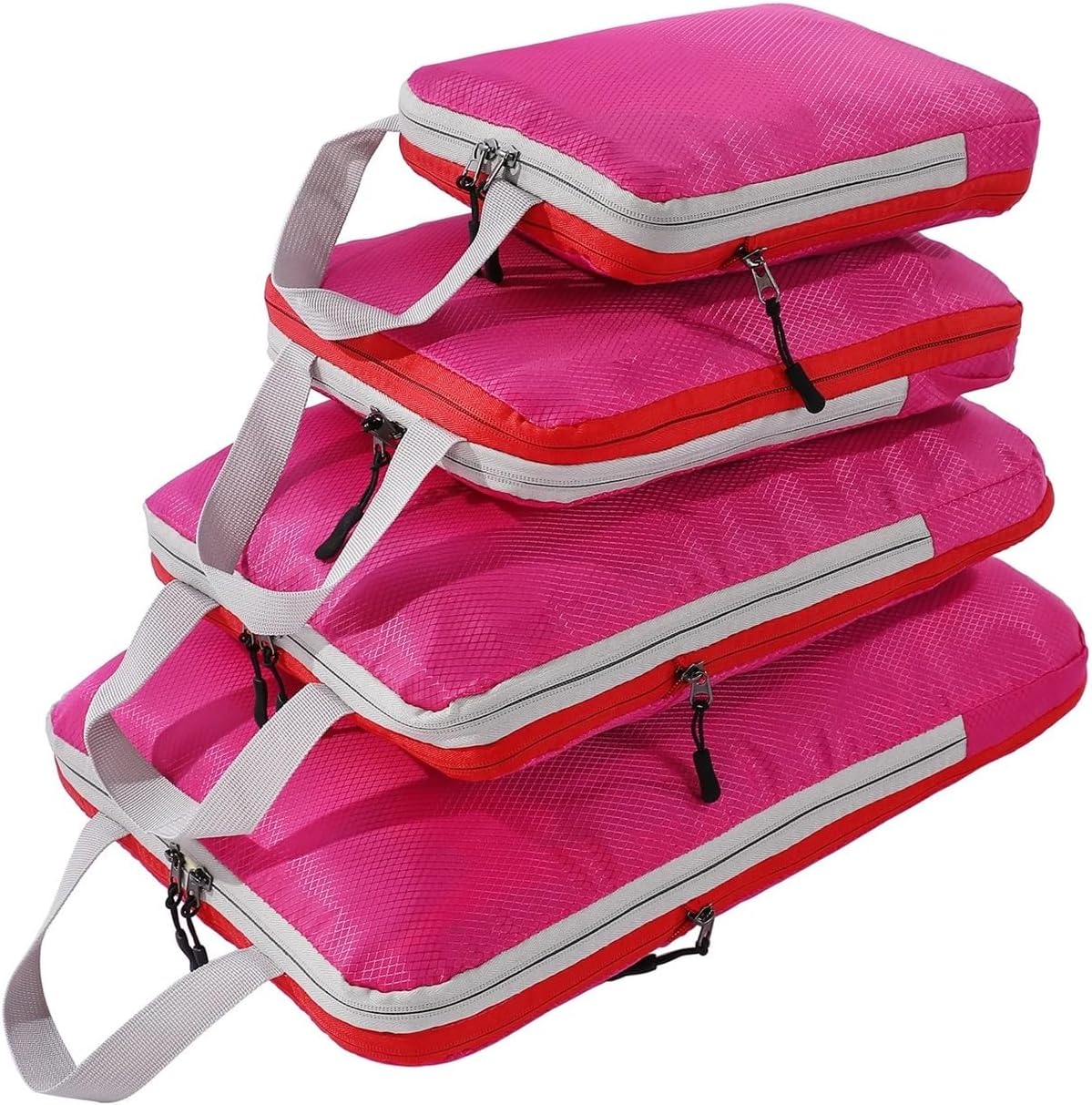 XiHAMA Packing Cubes for Suitcase Travel Storage Bag Compressible Packing Cubes Foldable Waterproof Travel Suitcase Nylon Portable with Handbag Luggage Organizer(Deep BLUE 4pcs)