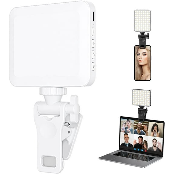 XiHAMA Rechargeable Selfie Light, Clip Fill Light for Phone Laptop Tablet Portable Light for Video Conference Live Streaming Zoom Call Makeup Picture (White)
