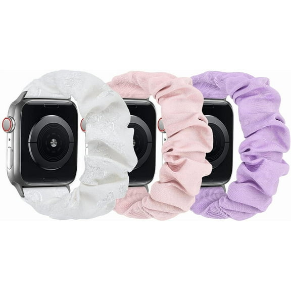 XiHAMA Scrunchie Bands Compatible with Kids Apple Watch Band, Cute Stretchy Breathable Strap for iWatch Series 10 9 8 7 6 5 4 3 SE SE2 Small Wrists Boys Girls