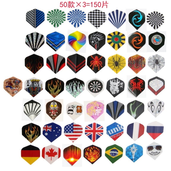 XiHAMA Standard Dart Flights 30 Sets 90 150 Pcs Durable PET and Laser Replacement Feather Tail Wing - Perfect Accessories Equipment Supplies for Dart Games