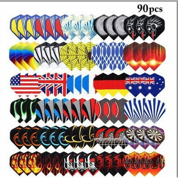 XiHAMA Standard Dart Flights 30 Sets 90 150 Pcs Durable PET and Laser Replacement Feather Tail Wing - Perfect Accessories Equipment Supplies for Dart Games