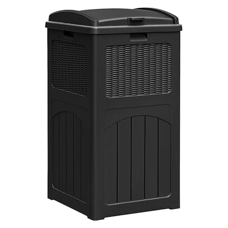 XiHuaZhaoChen 35 Gallon Outdoor Trash Can, Garbage Can with Lid, Waterproof Resin Waste Bins for Garden, Backyard, Patio Use (Black)