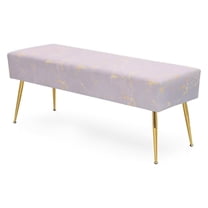 XiHuaZhaoChen 45" Length Velvet Ottoman Bench, End Bed Bench with Golden Metal Legs, Upholstered Bench Load up to 440 lb for Bedroom, Living Room, and Entryway, Lavender