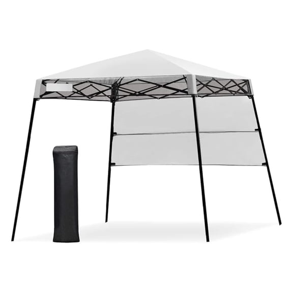 XiHuaZhaoChen 7x7 Ft Pop Up Canopy, Slant Leg Outdoor Tent with Carry Bag & 4 Stakes, Compact Portable Canopy Tent for Hiking Camping Fishing & Picnic, 7x7 Base, 6x6 top