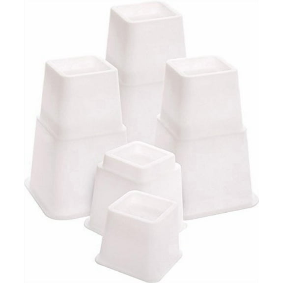 XiHuaZhaoChen Adjustable Bed Risers Heavy Duty Furniture Riser Set of 4 for Beds, Couch & Desk – Under Bed Storage & Dorm Room Essential,3 - 8 Inches,White