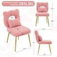 thumbnail image 1 of XiHuaZhaoChen Armless Upholstered Chair for Makeup Vanity, Cute Sherpa Accent Chair for Living Room, Bedroom, Dressing Room, Vanity Stool Chair with Back, Gold Legs, Pink, 1 of 10