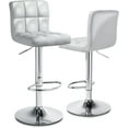 thumbnail image 1 of XiHuaZhaoChen Bar Stools Set of 2, PU Leather Counter Height Barstools Armless Adjustable Swivel Bar Chairs with High Back for Home Kitchen Pub, Silver, 1 of 12