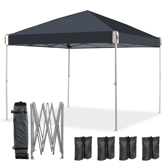 XiHuaZhaoChen Canopy Tent Easy Set-up Outdoor Patio Canopy Adjustable Straight Leg Heights Instant Shelter with Wheeled Bag,Black,10' x 10'