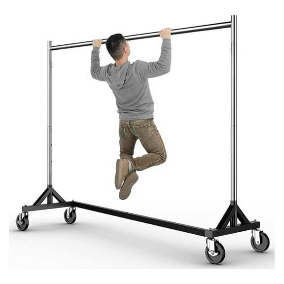 XiHuaZhaoChen Commercial Z Base Garment Rack Hold 500LBS Heavy Duty Clothing Rack Adjustable Rolling Clothes Rack for Hanging Clothes Racks on Wheels Portable Z Rack, Chrome Finish