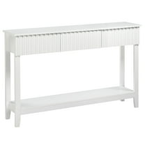 XiHuaZhaoChen Console Table Boho Entryway Table Narrow Long Sofa Table Hallway Foyer Behind Couch Table with 3 Drawers and Open Storage Shelf for Living Room and Corridor,White