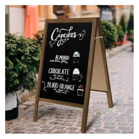 XiHuaZhaoChen Extra Large Wooden 40x22 Chalkboard,Double-Sided Sidewalk A Frame Chalkboard Sign,Sturdy Sandwich Board for Restaurant,Business or Wedding,Brown
