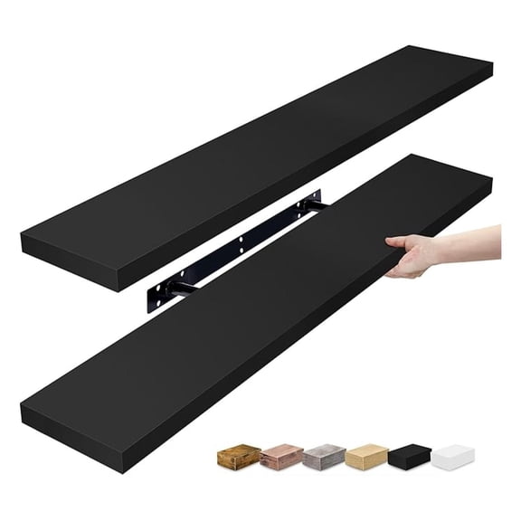 XiHuaZhaoChen Floating Shelves for Wall-35 Inch Long Bathroom Shelves,for Bedroom,Kitchen,Living Room&Book Storage-Mounted Floating Shelf with Invisible Brackets(Black,2 Pack)