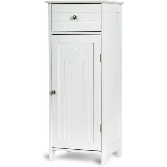 XiHuaZhaoChen Floor Storage Cabinet, Multifunctional Bathroom Storage Cabinet with 2 Adjustable Shelves, Ideal for Bathroom, Living Room, 14 x 12 x 34.5 inches (White)