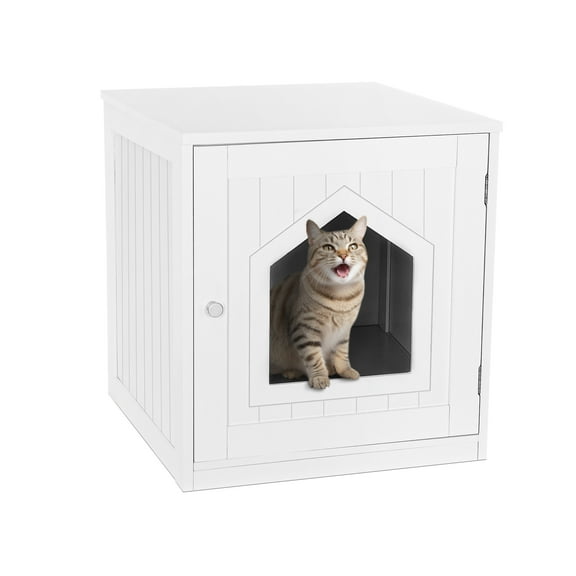 XiHuaZhaoChen Furniture,Indoor Hideaway Cat House Hidden Wooden Pretty Igloo as Side End Table,Nightstand,Cat Washroom with Door & Vent Holes for Large Cat Kitty Dog Puppy