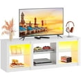 thumbnail image 1 of XiHuaZhaoChen LED TV Stand for 65 Inch TV, Modern Entertainment Center with Adjustable Glass Shelves & Customizable LED Lights, Sturdy Media Console for Living Room, Bedroom,Gaming (White), 1 of 10