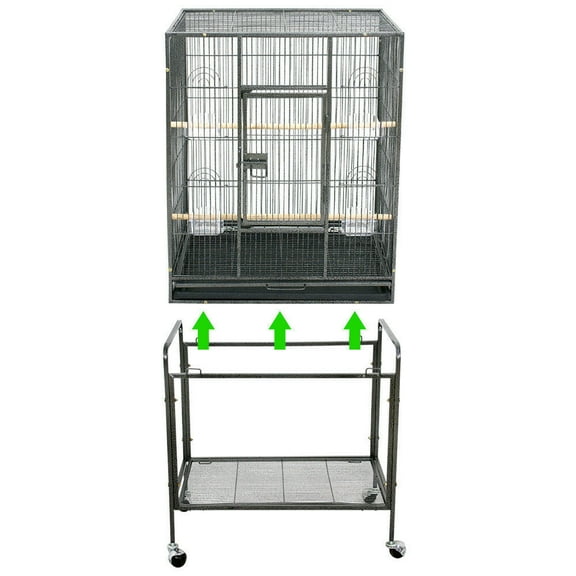 XiHuaZhaoChen Large Bird Flight Cage with Rolling Stand for African Grey Parrot Cockatiel Sun Parakeet Conure Lovebird Canary,Black