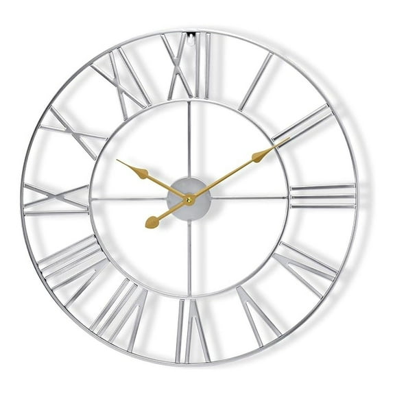 XiHuaZhaoChen Large Wall Clock for Living Room Decor,Easy to Hang 24-Inch Big Wall Clock,Metal Wall Art for Kitchen, Bedroom, Home, Office,Analog Decorative Wall Clock (Silver)