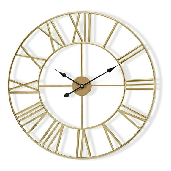 XiHuaZhaoChen Large Wall Clock for Living Room Decor,Easy to Hang 24-Inch Big Wall Clock,Metal Wall Art for Kitchen, Bedroom, Home, Office,Analog Decorative Wall Clock (Gold)