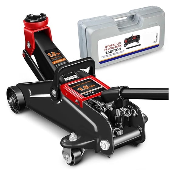 XiHuaZhaoChen Low Profile Hydraulic Floor Jack,1.5 Ton (3000 lbs) Steel Trolley Service Jack with Swivel Casters,Overload Protection,and Safety Valve for Garage and Vehicle Maintenance,Black