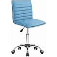 thumbnail image 1 of XiHuaZhaoChen Modern Adjustable Low Back Armless Ribbed Task Chair Office Chair Desk Chair, Vanity Chair Swivel Rolling Leather Computer Chairs Conference Chair (Light Blue), 1 of 7