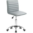 thumbnail image 1 of XiHuaZhaoChen Modern Adjustable Low Back Armless Ribbed Task Office Desk Vanity Swivel Rolling Leather Computer Conference Chair (Light Gray), 1 of 9