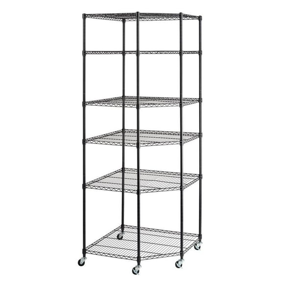 XiHuaZhaoChen New Heavy Duty Wire Steel 6-Tier Corner Shelf Garage Storage Shelving RackFor Tools, GearKeeps Space Tidy. Durable, Reliable for Long-term use.