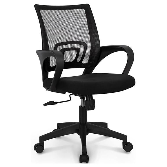 XiHuaZhaoChen Office Desk Computer Chair Ergonomic Mesh Gaming Mid Back Seat with Comfy Lumbar Support Adjustable Height Swivel for Home Task (Black)