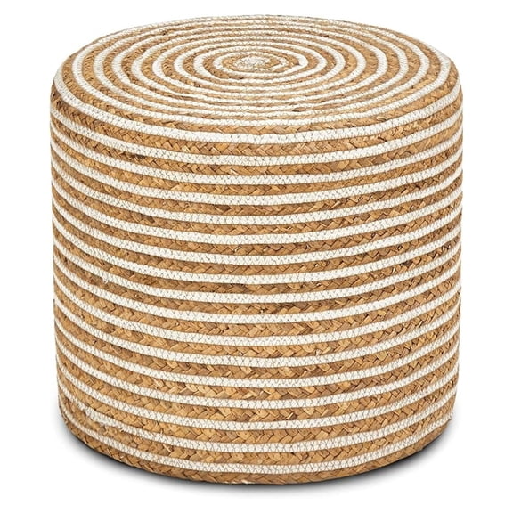 XiHuaZhaoChen Ottoman Poof, Natural Seagrass Poufs, Hand Weave Round Footstool, Pouffe Accent Chair, Home Decorative Seat, Boho Deco Floor Chair for Living Room, Bedroom (18inch 68LI)