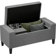 thumbnail image 1 of XiHuaZhaoChen  Ottoman with Storage, Storage Ottoman Bench with Lift Top and Rubberwood Legs, Linen Upholstered Entryway Bench with Seating for Living Room, Bedroom, Gray, 1 of 8