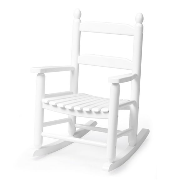 XiHuaZhaoChen  Outdoor Children's Rocking Chair, All-Weather Wooden Porch Rocker with High Backrest, Ideal for Garden, Yard, and Balcony, Patio Rocking Chair,White