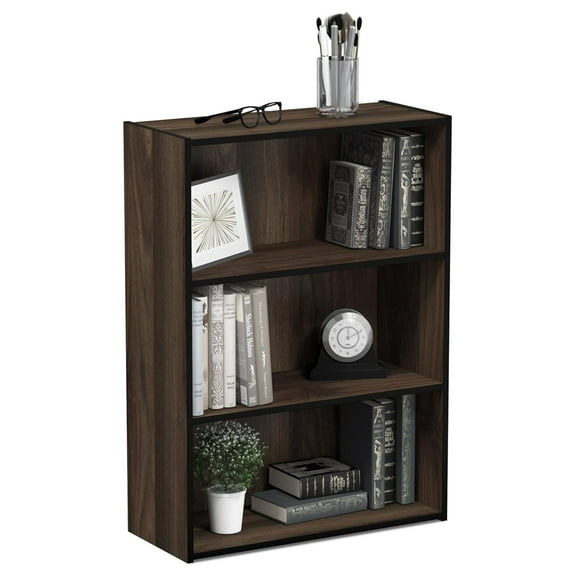 XiHuaZhaoChen PASIR Book Shelf, 3-Tier Bookshelf, Bookcase, 9.7" x 23.7" x 31.5", for Living Room, Bedroom, Home Office, Columbia Walnut