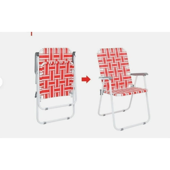 XiHuaZhaoChen Patio Lawn Webbed Folding Chairs Set of 2, Outdoor Beach Chair Portable Dining Chair for Yard, Garden,Red