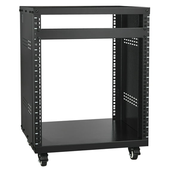 XiHuaZhaoChen Rack Stand with Caster Wheels, Component Rack Cabinet Recording Studio Racks, Removable Side Panels, Universal Network Server Case, Special Vents for Audio Video Rack Mounting