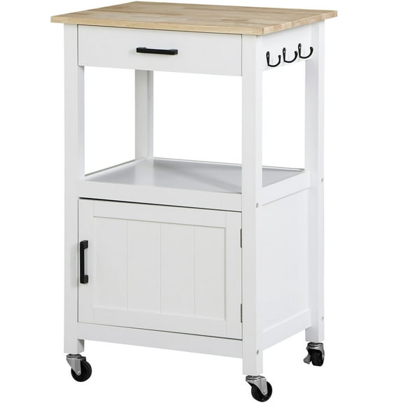 XiHuaZhaoChen Rolling Kitchen Island Cart with Drawer, Storage on Wheels, Small Home Coffee Bar, Microwaves Stand, Table/Cabinet and Side Hook