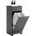 thumbnail image 1 of XiHuaZhaoChen Slim Short Laundry Cabinet with Hidden Hamper Bathroom Freestanding Chest Unit with Narrow Sliding Drawer Bath Tilt-Out Basket, Grey, 1 of 9
