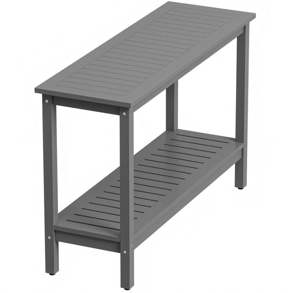 XiHuaZhaoChen Wood West Lake Outdoor Console Table – Weathered Gray Finish – Durable and Stylish Accent Plant Table for Patio, Deck, Porch, Garden, and Outdoor Spaces,Grey