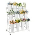 thumbnail image 1 of XiMeijiun,Flower display stand three layers with easy rolling wheels, 12 flower buckets, space saving, wide application, 1 of 9