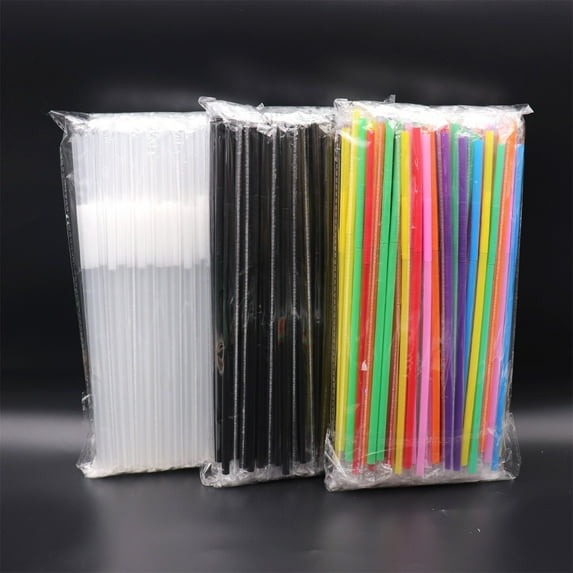 XiYing 100 Plastic Drinking Straws, Disposable, Striped Design, Bpa-Free, for Parties, Restaurants, and Home Use, 12.5 Inches Long, 10 Assorted Colors