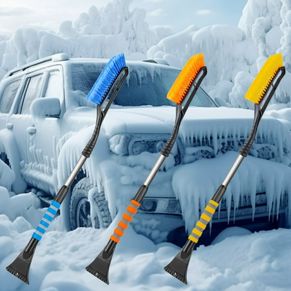 XiYing 2-In-1 Detachable Car Snow Brush and Ice Scraper, Extendable 37-Inch Handle with Foam Grip for Suv Truck Windshield Winter Snow Removal, 1-Pack