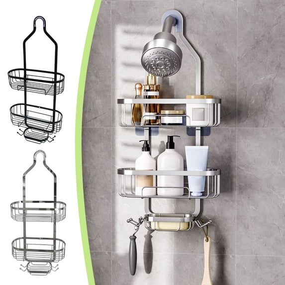 XiYing 3 Tier Shower Organizer Hanging Rack Over Shower Head Bathroom Shower Caddy with Soap Rack Stainless Steel Towel and Sponge Holder for Shampoo Conditioner 21.85X10.24X4.13 Inch
